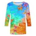 thumbnail image 5 of Raeneomay 3/4 Length Sleeve Womens Tops Women's Fashion Printed T-Shirt Blouse Round Neck Casual Tops, 5 of 6