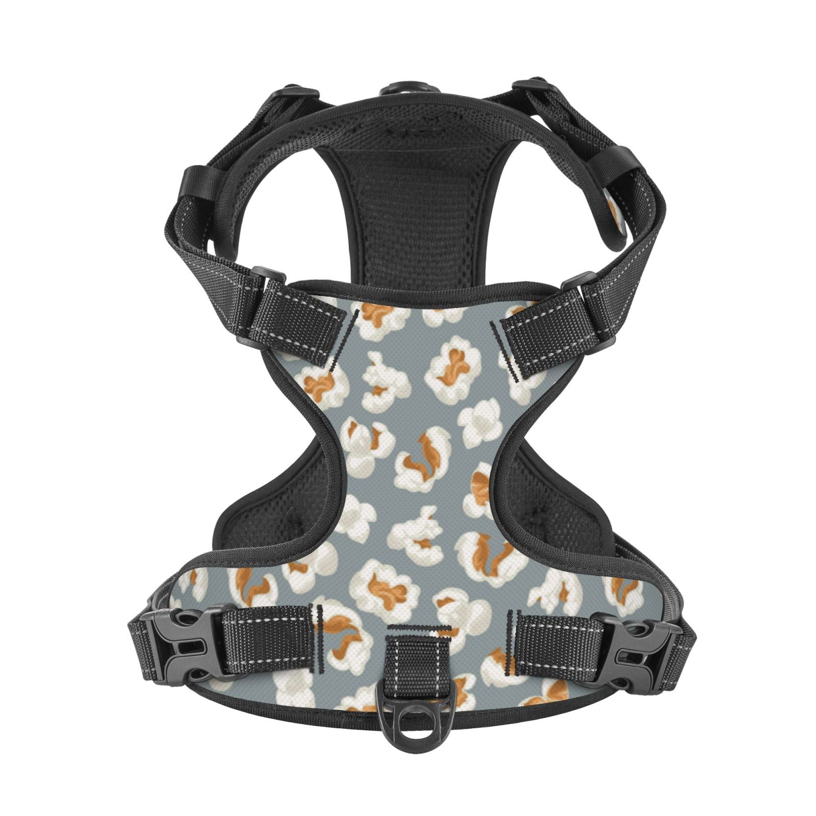 Kdxio White Popcorn Print No Pull Dog Harness Adjustable Reflective Oxford Easy Control Medium Large Dog Harness for Training and Everyday-Small