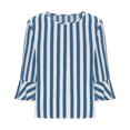 thumbnail image 5 of Summer Akafmk 3/4 Sleeve Shirts for Women,Summer Womens Striped Bell Sleeve Top,Casual Oversize Round-Neck Hooded Striped Knit T-shirt Tank Top, 5 of 5