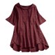 thumbnail image 1 of Gibobby Playera&nbsp;Moda Blusa informal larga suelta con flores, camisa de manga con botones estampados, blusa para mujer con cuello redondo（Vino， XXL), 1 of 4