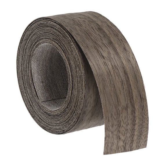 1-1/2 Inch x 15ft Wood Veneer Edge Banding, Pre-Glued Flexible Black Walnut Edging Strips, Iron on with Hot Melt Adhesive Wood Tape for Cabinet Repair and Furniture Restoration