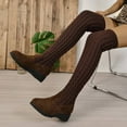 thumbnail image 3 of Dakaela Women's Over The Knee Thigh High Boots Platform Stretch Knitted Winter Fall Long Tall Boot, 3 of 6