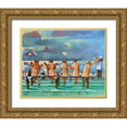 thumbnail image 1 of West, Ronald 14x12 Gold Ornate Wood Framed with Double Matting Museum Art Print Titled - Friends On The Jetty, 1 of 4