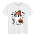 thumbnail image 5 of Gubotare Halloween Shirt for Girls T-Shirt Girl Pumpkin Tops Spooky Season Outfit Short Sleeve Tees Fall Clothes Halloween Shirts (White,8-9 Years), 5 of 5