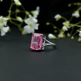 thumbnail image 4 of Rosec Jewels Lab Grown Pink Sapphire Emerald Cut Ring (9 Ct - 10X14 mm - AAAA Grade Certified) - Cocktail Ring with Jewelry Box, 10K White Gold, US 4.00, 4 of 8