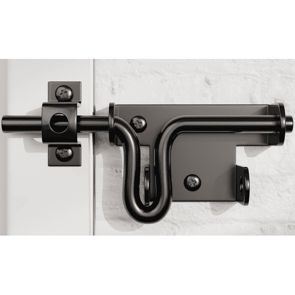 GZLOM Slide Bolt Gate Latch Heavy Duty, Sliding Lock for Wood Vinyl Fence Door with Padlock Hole, Black Barrel Bolt Latch Hardware for Barn, Shed, Backyard Gate