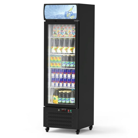 Commercial refrigerators with Glass Door Display Beverage Fridge 11.3 Cu.Ft/320L Merchandiser Fridge with 4 Adjustable Shelves for Home Restaurant Office Grocery Stores