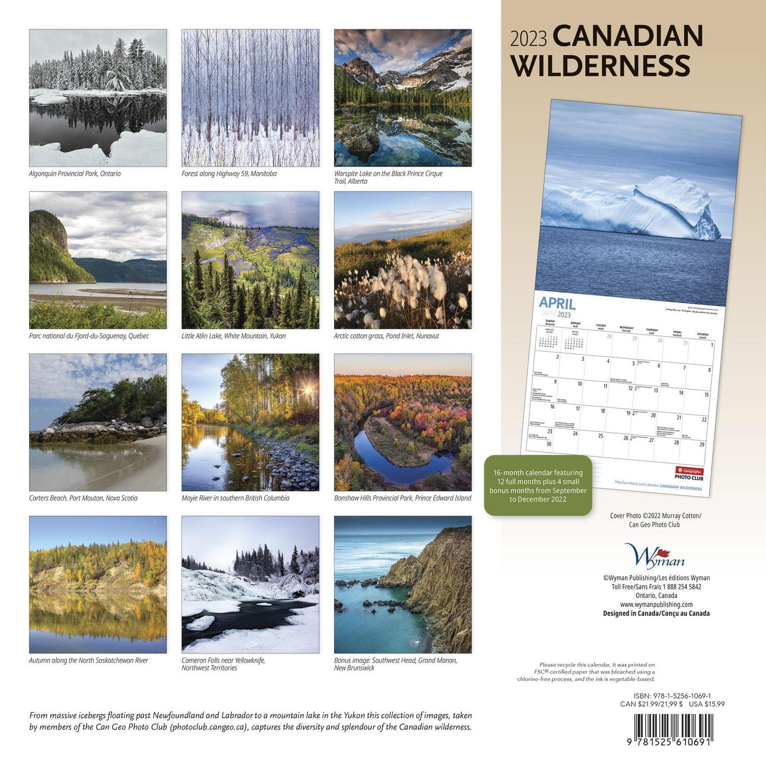 Canadian Wilderness | 2023 12x24 Inch Square Wall Calendar