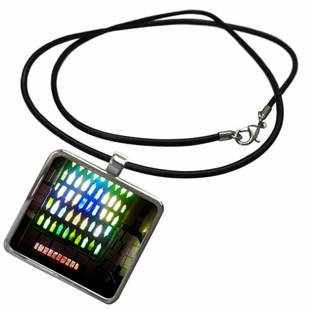 - 3dRose Inside World Famous Hundertwasser Toilets in Kerikeri, New Zealand Bottles in Wall - Necklace with Pendant (ncl_49591_1)