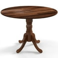thumbnail image 2 of Canddidliike Wooden Dining Table with Round Tabletop and Curved Trestle Legs-Walnut, High Top Table, Kitchen Bar Height Table and Chairs for Dining Room, 2 of 7