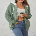 thumbnail image 2 of Womens Full Zip Up Sherpa Hoodie Fuzzy Fleece Jacket Oversized Fluffy Coat with Pockets, 2 of 9