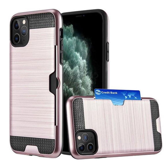 iPhone TCAIP11M-CTG-RG Hybrid Card To Go Black TPU Case with Silk Back Plate for iphone 11 Pro Max - Rose Gold