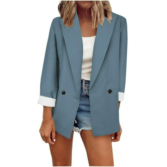 Womens Fashion Casual Solid Open Front Cardigan Long Sleeve Jacket Coat