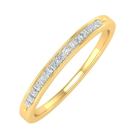 Channel Set Princess Cut Diamond Wedding Band Ring in 10K Yellow Gold (0.15 cttw) (Ring Size 5.5) (I1-I2 Clarity)