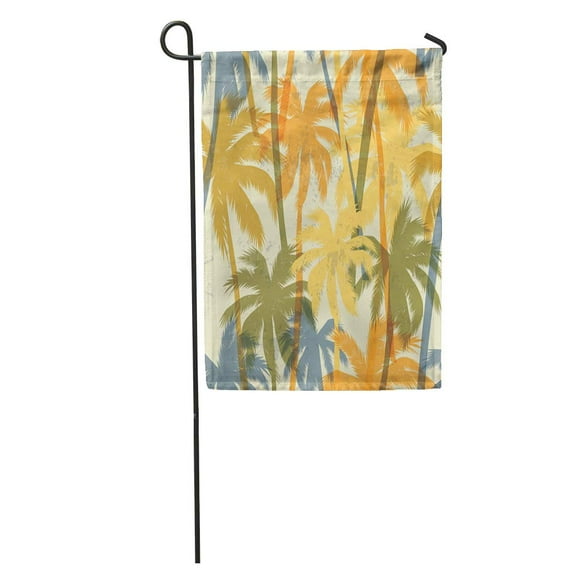 POGLIP Hawaiian Tropical Summer Palm Pattern Hawaii Island Abstract Beach City Garden Flag Decorative Flag House Banner 12x18 inch