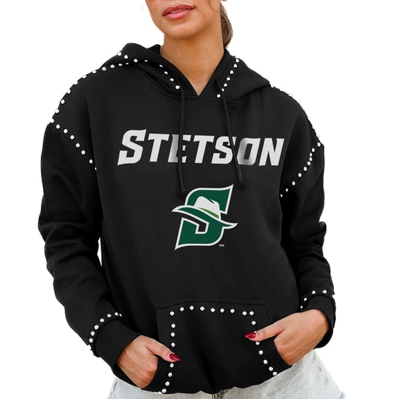 Women's Gameday Couture  Black Stetson Hatters Studded Pullover Hoodie
