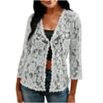 thumbnail image 6 of GaThRRgYP Windbreaker Jacket Women with Hood Women's Elegant Loose-fitting Long-sleeved Lace Cardigan Gray XXL, 6 of 6