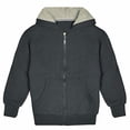thumbnail image 3 of Kids Soft Warm Sherpa Lined Full Zip Up Fleece Hoodie Sweatshirt Coat Jacket, Charcoal, M, 3 of 6