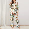 thumbnail image 3 of Kll Funny Farmers Print Women'S Long Sleeve Pajamas With Pants Sleepwear Loungewear 2 Set-Medium, 3 of 9