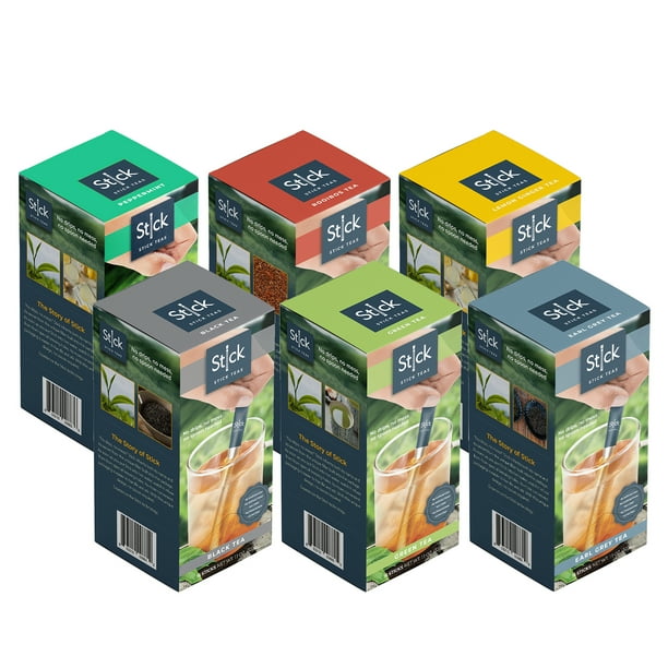 Stick Beverages Sampler Tea Bundle 96 Individual Tea Sticks 3 Decaf