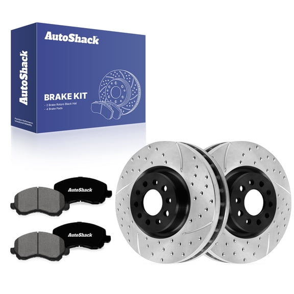 AutoShack Front Vented Drilled & Slotted E-Coated Brake Rotors   Premium Ceramic Pads 6-PC Brake Kit Replacement for 2013-2016 Dodge Dart 2015-2016 Chrysler 200 ShadowGuard 12.01" (305 mm)