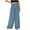Blue, variant on WREESH Womens Wide Leg Pants Comfortable Casual Lace Fold High Waisted Straight Cylinder Full Length Pants Blue