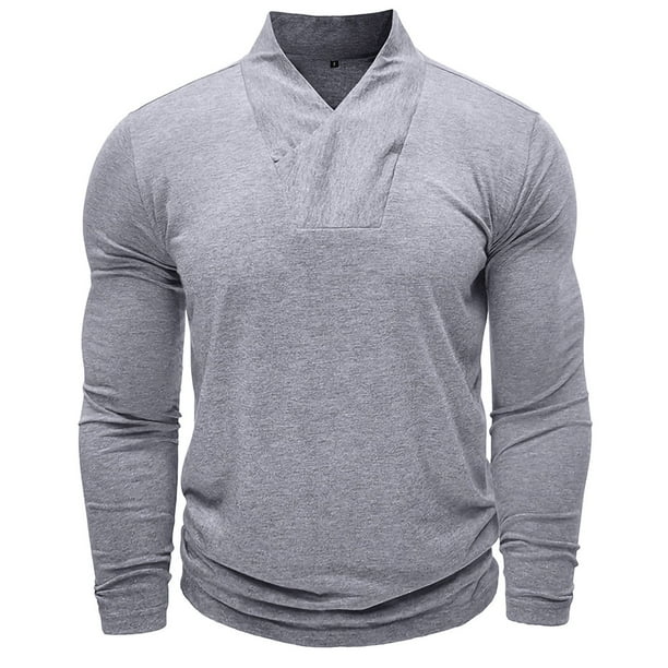 pstuiky mangas largas para hombre, Camiseta deportiva de manga larga con cuello redondo y color liso para hombre salir tops m