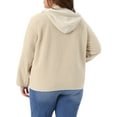 thumbnail image 4 of DARING DIVA Plus Size Hooded Fleece Pockets Button Closure Jacket 1X Beige, 4 of 6