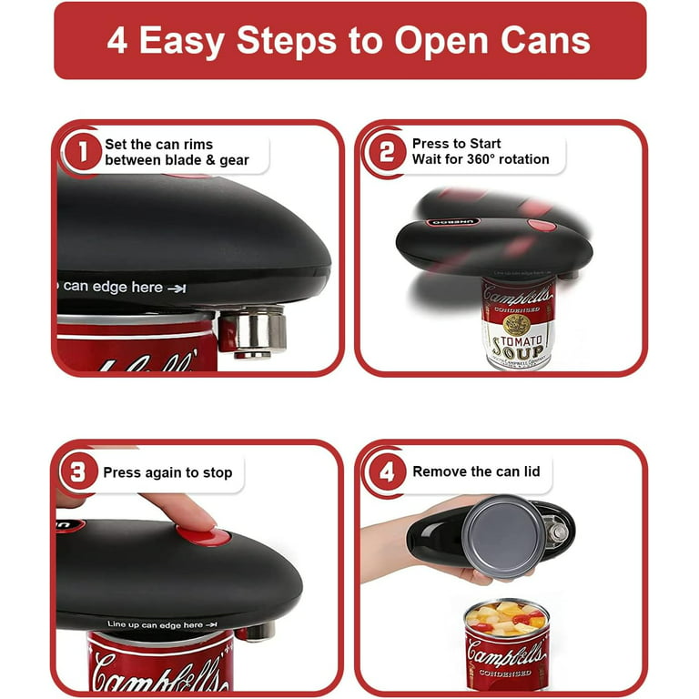 CanVibe Electric Can Opener: One-Touch, Effortless, Stainless Steel  Blade,Battery-Powered, Smooth Edge Cutting for Seniors with Arthritis -  Vysta Home