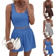 thumbnail image 4 of Women's Fashionable Two-Piece Sleeveless Summer Suit Set With Gathered Design And Loose Fit, Size S-2XL, 4 of 5
