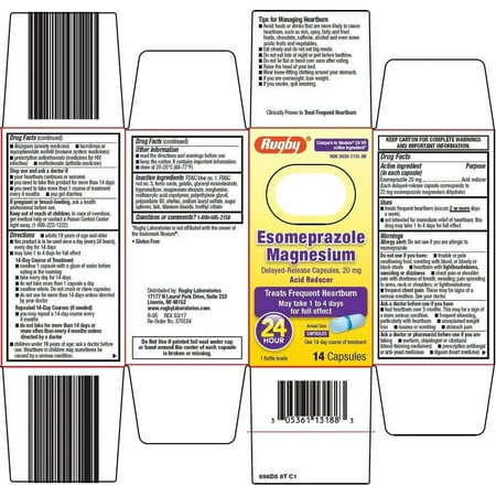 Rugby Esomeprazole Magnesium Acid Reducer Capsules, 14 Count