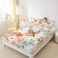 thumbnail image 3 of Castle Fairy Watercolor Floral Deer Queen Sheets 4 Pieces,Romantic Rose Daisy Queen Sheet Sets,Pink Blue Cream,1 Fitted Sheet, 1 Flat Sheet and 2 Pillowcases, 3 of 6