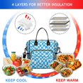 thumbnail image 4 of Cyan and White Wavy Checkered Pattern Insulated Leakproof Lunch Box for Women, Large Lunch Bag for Tween Teen Adult, Loncheras Para Mujer for Work Beach Travel Picnic Camping, 4 of 6