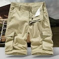thumbnail image 2 of hopeusnice Men's Workout Activewear Cargo Shorts Solid Color Shorts Pants Mid Waist Lounge Shorts Pants Pockets Summer Casual Beach a Khaki M, 2 of 3