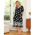 thumbnail image 2 of Avidlove Women's Nightgown Short Sleeve House Dress with Pockets Comfy Loungwear Black Sleepwear, 2 of 6