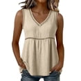thumbnail image 2 of ClodeEU Women's V Neck Sleeveless Cutout Peplum Tank Top,Solid Color Casual Tunic Blouse Beige,Women's Plus L, 2 of 7