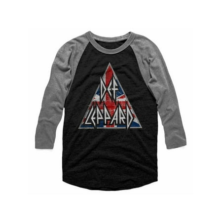 Def Leppard 80s Heavy Metal Band RocknRoll Brit Flag Logo Adult Raglan T-Shirt T