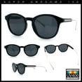 thumbnail image 2 of Mens Gentleman Hipster Horn Rim Keyhole Plastic Round Sunglasses Black Silver - Black, 2 of 7