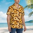 thumbnail image 3 of Fuzoiu Brown Wood Grain Sunflower B Print Hawaiian Shirt for Men, Summer Beach Casual Short Sleeve Button Down Shirts, Men’s Beach Summer Shirts with Pocket,XX-Large, 3 of 7