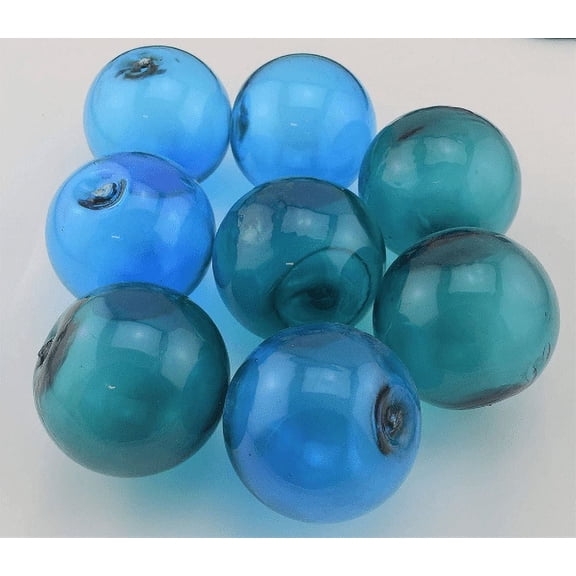 8 Pieces Turquoise and Light Blue Decorative Reproduction Blown Glass Float Fishing Buoy Ball 3"