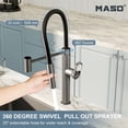 thumbnail image 6 of MASO Pull-Out Kitchen Faucet with 360° Swivel Modern Black Rubber Neck, Single Handle Single Hole Sink Faucet, 304 Stainless Steel, 2 Spray Modes, Brushed Gray, 6 of 10