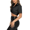 thumbnail image 3 of Txlixc Blusa de mujer, blusa de botón plano, blusa de ombligo de mujer Txlixc  moda, 3 of 6