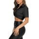 thumbnail image 3 of Txlixc Blusa de mujer, blusa de botón plano, blusa de ombligo de mujer Txlixc  moda, 3 of 6