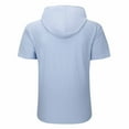 thumbnail image 6 of Dolkfu Men Short Sleeve Shirt Button Down Hooded Blue Hoodie Shirt Fitted Athletic Drawstring Mens Tshirts,2X, 6 of 9