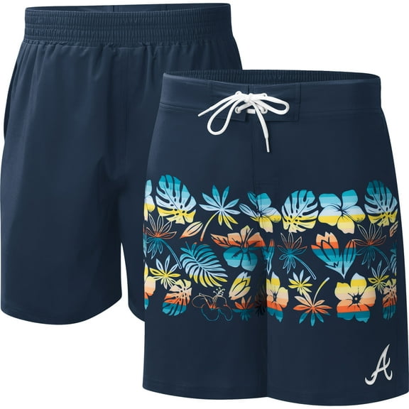 Men's G-III Sports by Carl Banks Navy Atlanta Braves Breeze Volley Swim Shorts