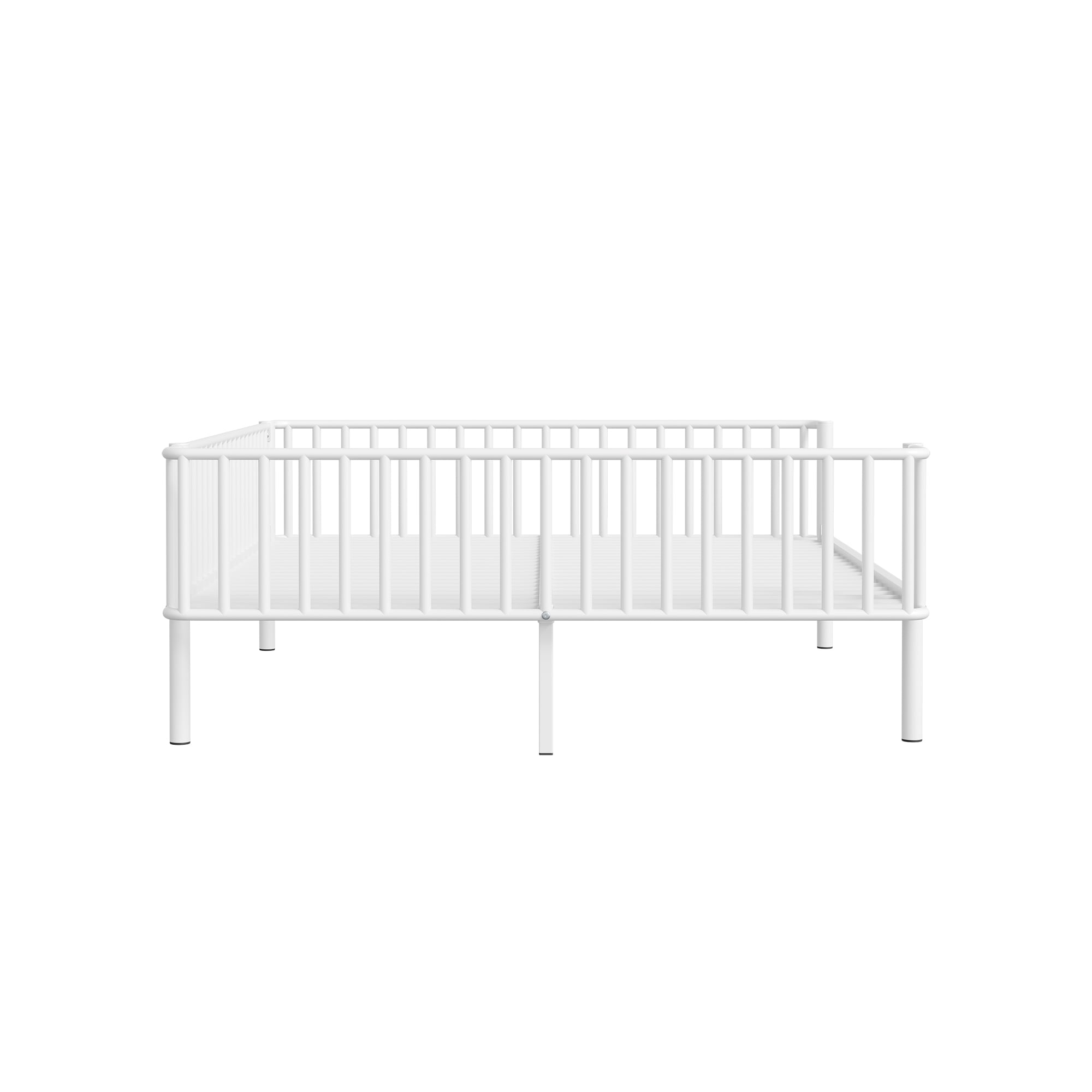 Euroco Metal Queen Size Daybed, Sturdy Metal Sofa Bed with Guardrails, No Box Spring Needed, White