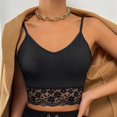 thumbnail image 2 of Camisola sin mangas con tirantes finos para mujer, chaleco de punto acanalado con cuello en V, camiseta informal negra ajustada con ribete de encaje, camiseta sin mangas negra L, 2 of 8