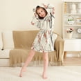 thumbnail image 3 of FORMRS Niños Bathrobe Unisex Hooded Robe Soft Plush Pajamas Sleepwear, Size 10-12T, Light Red Flowers, 3 of 7