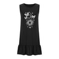 thumbnail image 4 of Dresses for Women Sun Moon Print Sleeveless Dress Pocket Pleated Boho Chic Black XL, 4 of 6