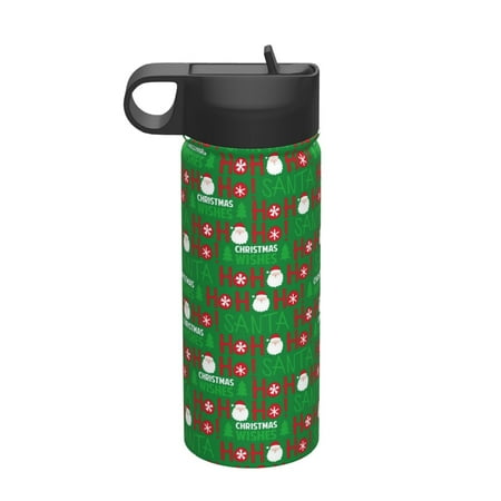

Daiia Cute Santa And Ho Ho Ho Printed 18oz Sports Insulated Kettle With Straw Water Bottle For Running Hiking Cycling Climbing Mens Woman S Sports Water Bottle
